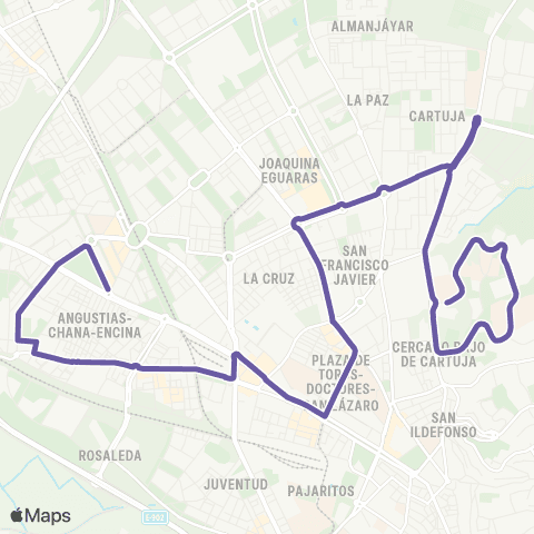 Autobús Urbanos - Alsa L.U1 Campus Aynadamar - Campus Cartuja map