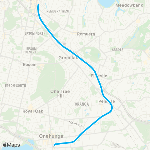 Auckland Transport Onehunga Line map