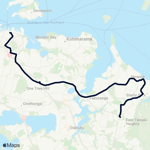 Auckland Transport 70 map