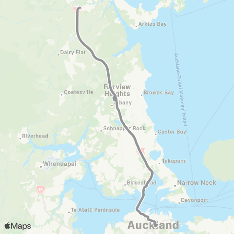 Auckland Transport NX2 map