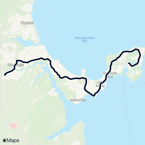 Auckland Transport 982 map