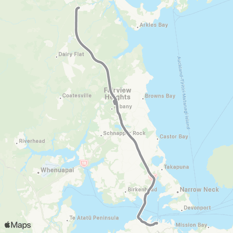 Auckland Transport NX1 map