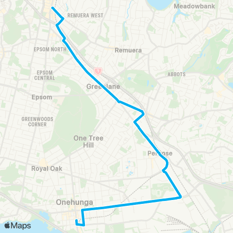 Auckland Transport Onehunga Line Replacement Bus map