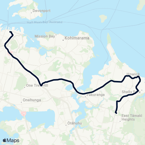Auckland Transport 72C map