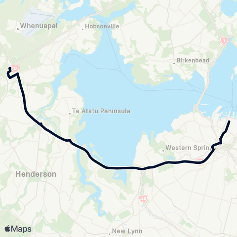Auckland Transport WX1 map