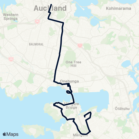 Auckland Transport 309 map