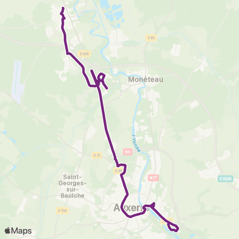 AuxR_M Appoigny ↔ Université map