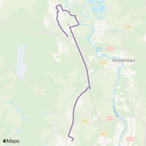 AuxR_M St Georges / Baulche ↔ Appoigny map