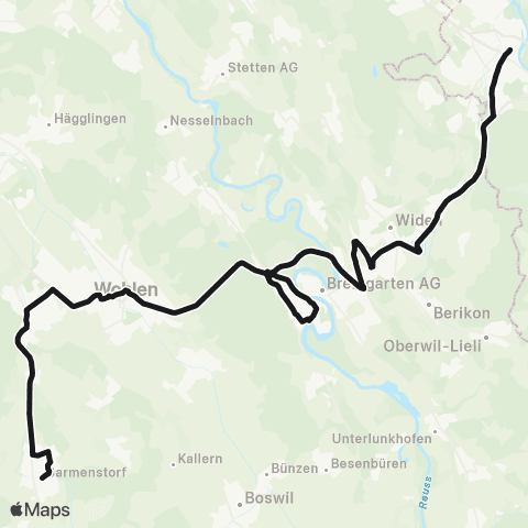 Aargau Verkehr Dietikon, Bahnhof - Sarmenstorf, Schulhaus map