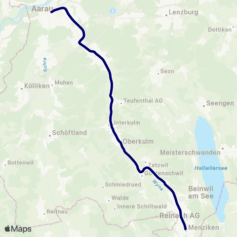 Aargau Verkehr Schöftland - Aarau map