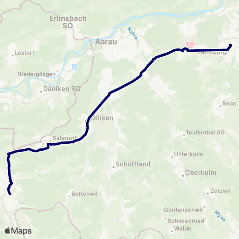 Aargau Verkehr Zofingen, Bahnhof - Oberentfelden, Ref. Kirche map