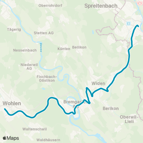 Aargau Verkehr Bremgarten West - Wohlen AG map