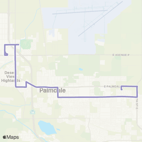 AVTA East / West Palmdale via Avenue R map