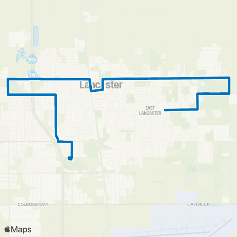 AVTA East / West Lancaster via Avenue I map