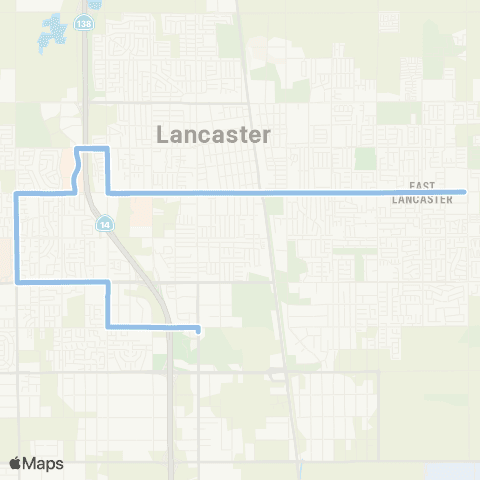 AVTA East / West Lancaster via Avenue J map