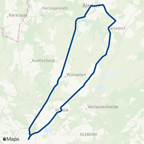 AVV Nachtexpress: Elisenbrunnen - Haaren - Weiden - Linden - Neusen und zurück map