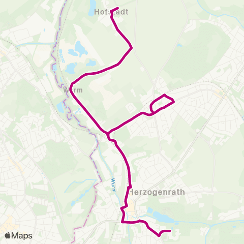 AVV Stadtbus Herzogenrath: Bahnhof - Worm - Wildnis - Hofstadt map