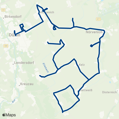 AVV Düren - Merzenich - Nörvenich - Vettweiß - Stockheim - Binsfeld map