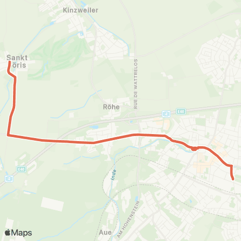 AVV Stadtbus Eschweiler: St. Jöris / Aue - Röhe - Bushof - Rathaus - Talbahnhof - Hbf map