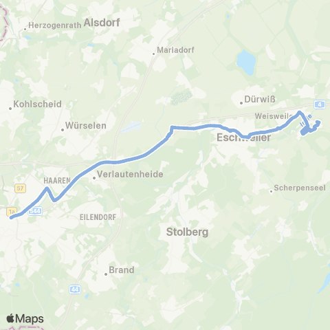 AVV Aachen Bushof - Eschweiler Bushof (über Autobahn) map