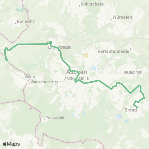 AVV Brand - Gewerbegebiet Eilendorf Süd - Normaluhr - Aachen Bushof - Laurensberg - Orsbach - Lemiers map