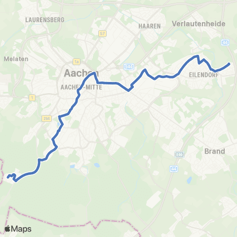 AVV Preuswald - Ronheide - Aachen Bushof - Eilendorf map