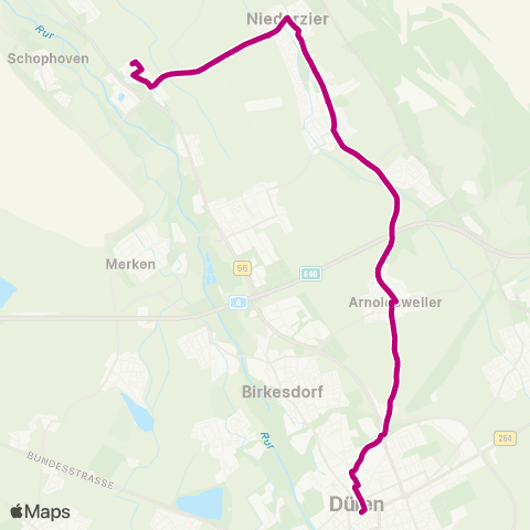 AVV Düren - Arnoldsweiler - Niederzier - Krauthausen map
