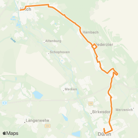 AVV Düren - Arnoldsweiler - Ellen - Niederzier - Hambach - Stetternich - Jülich map