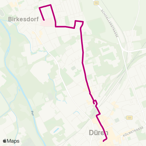 AVV Düren Kaiserplatz - Bahnhof / ZOB - Birkesdorf Krankenhaus map