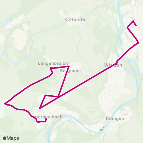 AVV Kreuzau - Langenbroich - Bogheim - Untermaubach ( - Obermaubach) - Bilstein map