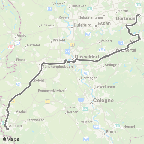 AVV Aachen - Herzogenrath - Geilenkirchen - Hückelhoven-Baal - Erkelenz - Mönchengladbach - Düsseldorf map