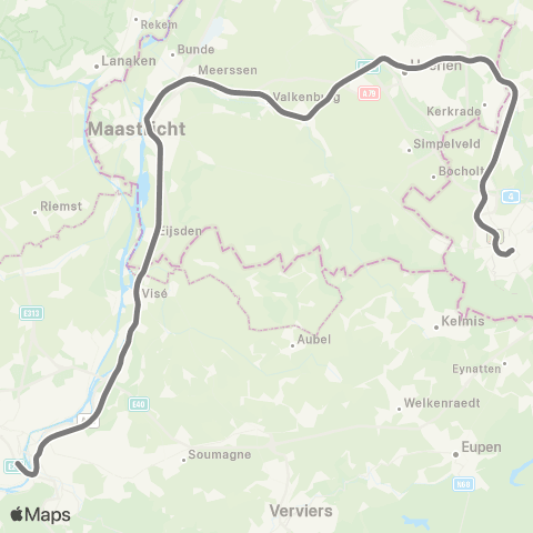 AVV Aachen - Herzogenrath - Landgraaf - Heerlen - Valkenburg - Meerssen - Maastricht - Visé - Lüttich map