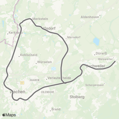 AVV Stolberg Hbf - Eschweiler-St. Jöris - Alsdorf - Herzogenrath - Aachen - Stolberg-Altstadt / Eschweiler - Langerwehe - Düren map