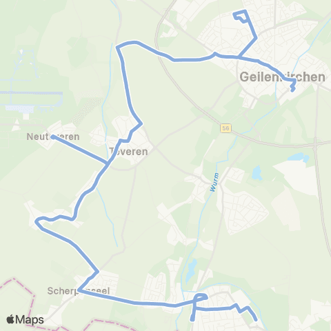 AVV Geilenkirchen - Nierstraß - Teveren - Grothenrath - Scherpenseel - Marienberg - Palenberg - Übach map