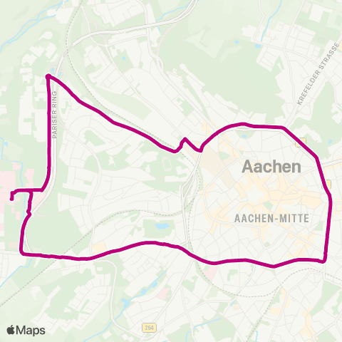 AVV Uniklinik - Campus Melaten - Westbahnhof - Ponttor - Kaiserplatz - Aachen Hbf - Schanz - Uniklinik map