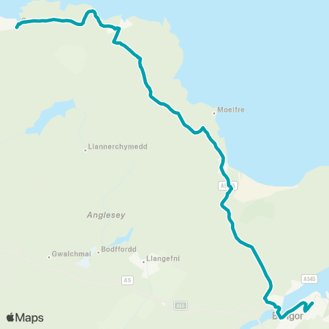 Arriva Wales Recreation Grounds - Bangor Bus Sta Stand D map