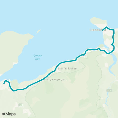Arriva Wales Penmorfa W Shore - Bangor Bus Sta Stand B map