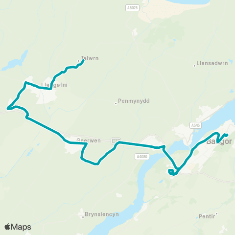 Arriva Wales Bangor Bus Sta Stand C - Halfway Terrace map
