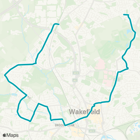 Arriva Yorkshire Outwood Grange Sch - Rooks Nest Rd Baker Ln map