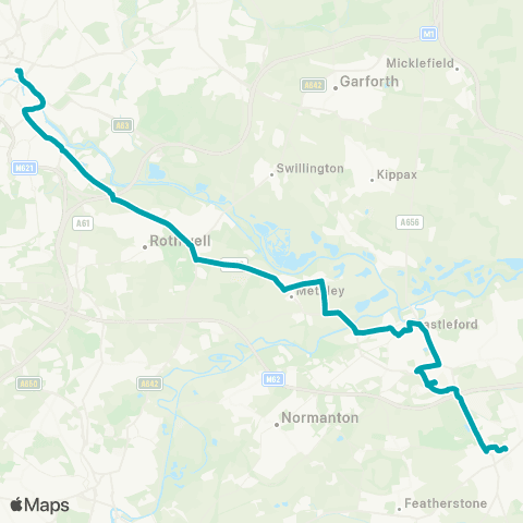 Arriva Yorkshire Leeds City Bus Sta - Pontefract Bus Sta map