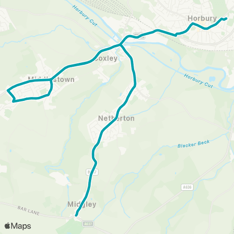 Arriva Yorkshire Horbury Academy - Midgley map
