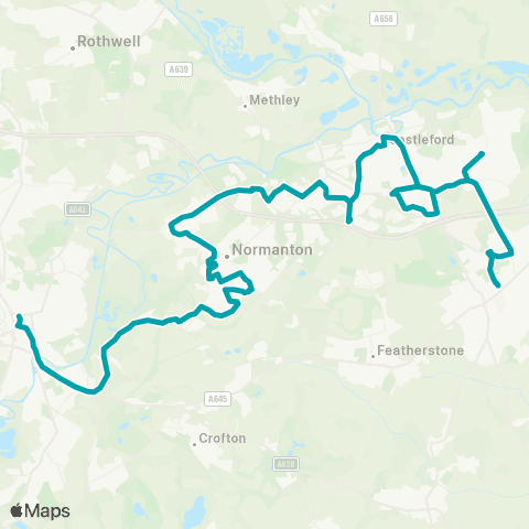 Arriva Yorkshire Pontefract Bus Sta - Wakefield Bus Sta map