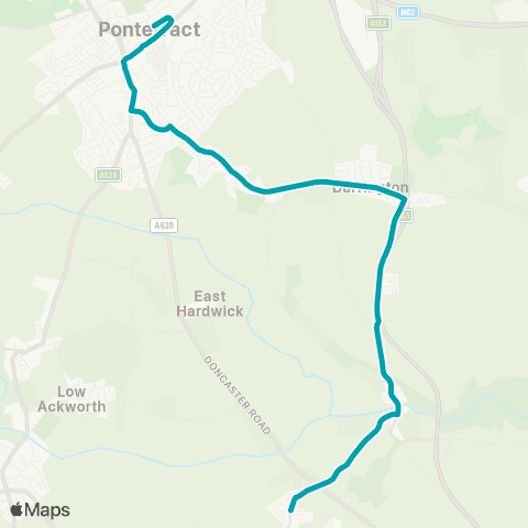 Arriva Yorkshire Pontefract Bus Sta - Thorpe Ln Hall Garth Rd map