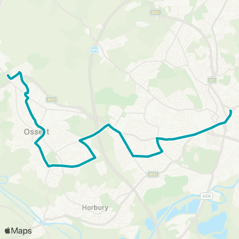 Arriva Yorkshire Dacre Avenue - Wakefield Bus Station map