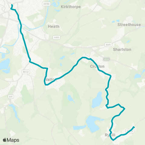 Arriva Yorkshire Newstead - Wakefield Bus Station map