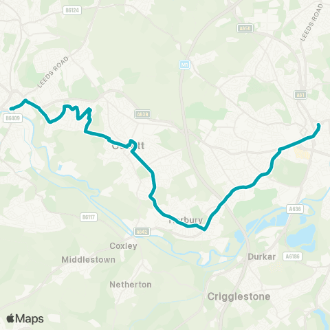 Arriva Yorkshire Wakefield Bus Sta - Dewsbury Bus Sta map