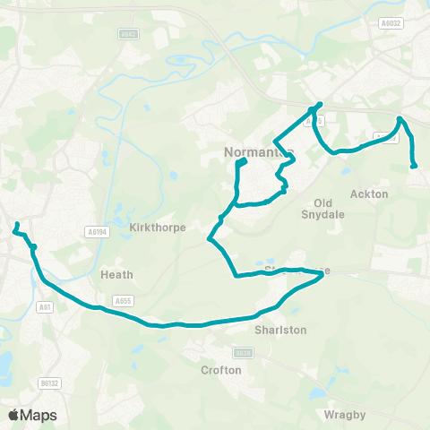 Arriva Yorkshire St Wilfrids Rc HS - Wakefield Bus Sta map
