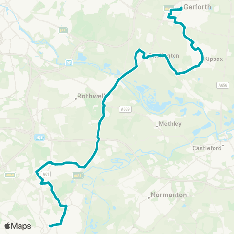 Arriva Yorkshire Wakefield Bus Sta - Garforth Main St A map