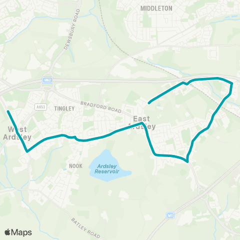 Arriva Yorkshire Woodkirk Academy - Stanhope Road map