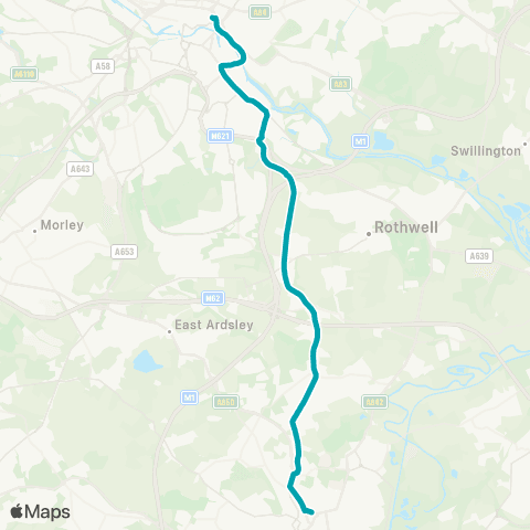 Arriva Yorkshire Leeds City Bus Sta - Wakefield Bus Sta map